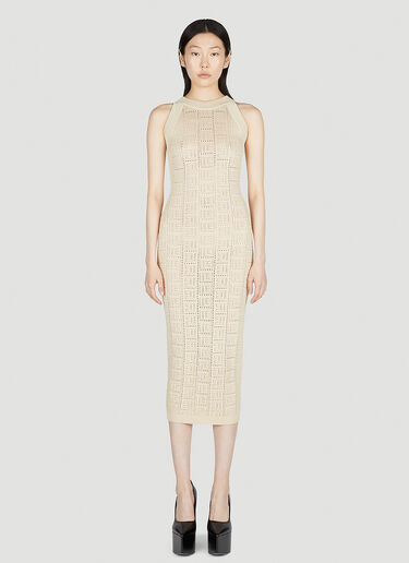 Monogram Knit Dress Balmain Monogram Knit Dress Beige bln0252029