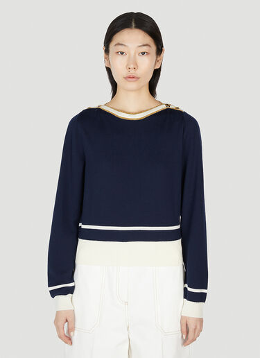 Gucci Boat Neck Knit Top Blue guc0251219