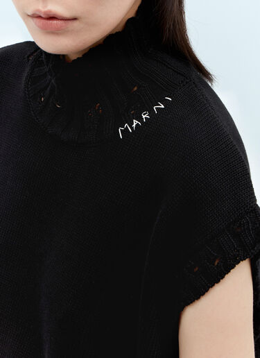 Marni 하이넥 크롭 스웨터 블랙 mni0253025