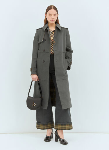 Burberry Long Cotton Nylon Trench Coat Grey bur0258003