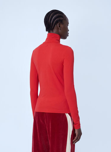 LN-CC® - Lacoste: Runway High Neck Printed Stretch T-shirt - Red Lacoste Runway High Neck Printed Stretch T-shirt Red lac0266002