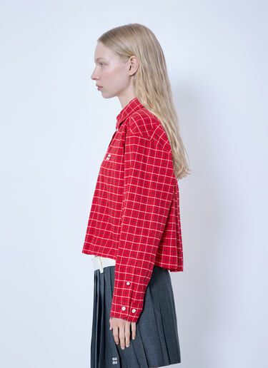 Miu Miu Checkered Button-Down Shirt Red miu0266061