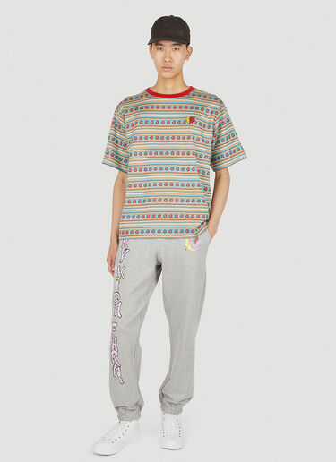 Sky High Farm Workwear 플로럴 스트라이프 T-셔츠 레드 skh0350003