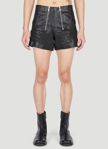 Prada Zip Up Leather Shorts Black pra0152019