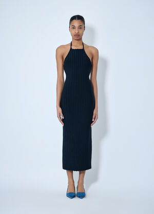 Jacquemus Halterneck Ribbed Knit Dress Navy jac0264019