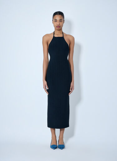 Jacquemus Halterneck Ribbed Knit Dress Navy jac0264019