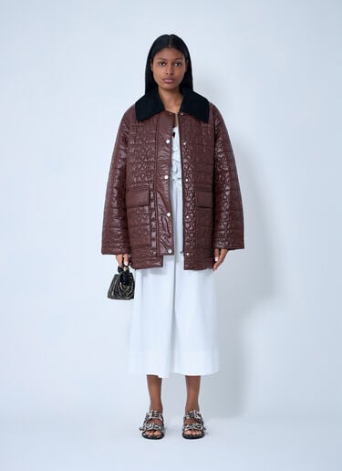 GANNI Quilted Jacket Brown gan0263009