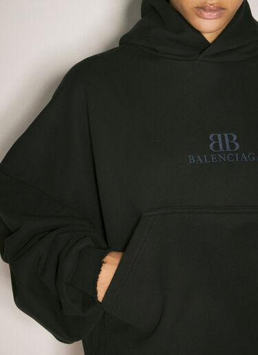 Balenciaga 로고 크롭 후드티셔츠 블랙 bal0257010