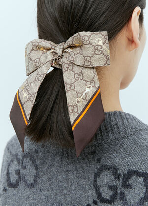 Gucci Set of Two Silk GG Scrunchies Brown guc0255117