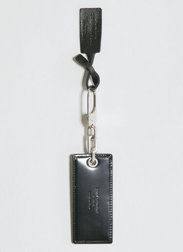 Saint Laurent Logo Plaque Leather Keyring Black sla0154046