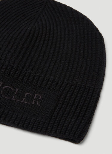 Moncler Logo Knit Beanie Hat Black mon0149033