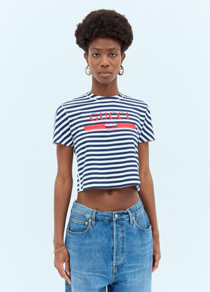 Rick Owens Striped Logo Print T-Shirt Black ric0260002