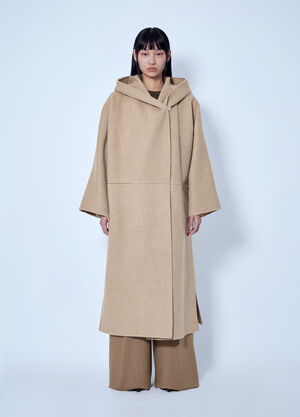 Max Mara Hooded Camel and Mohair Coat Beige max0266214