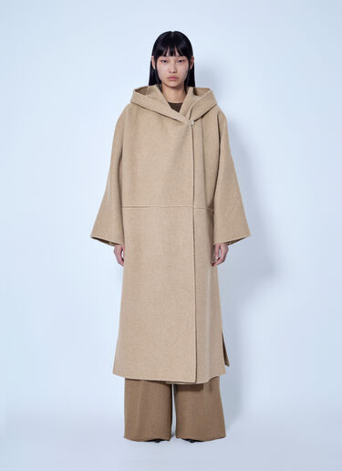 LN-CC® - Max Mara: Hooded Camel and Mohair Coat - Beige Max Mara Hooded Camel and Mohair Coat Beige max0266214