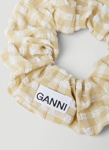 GANNI Check Seersucker Scrunchie Beige gan0253084