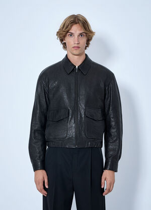 Saint Laurent Zip-Front Leather Jacket Black sla0164012