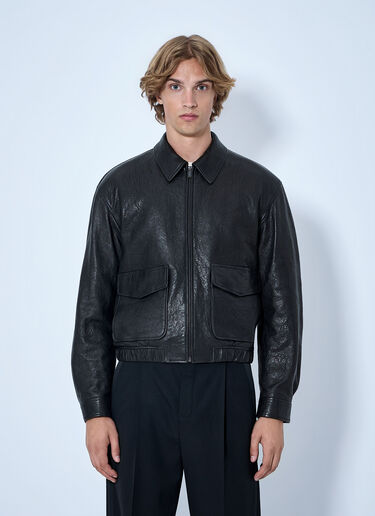 LN-CC® - Saint Laurent: Zip-Front Leather Jacket - Black Saint Laurent Zip-Front Leather Jacket Black sla0164012