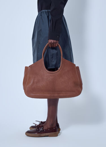 LN-CC® - Miu Miu: Ivy Nappa Leather Shopping Bag - Brown Miu Miu Ivy Nappa Leather Shopping Bag Brown miu0266109