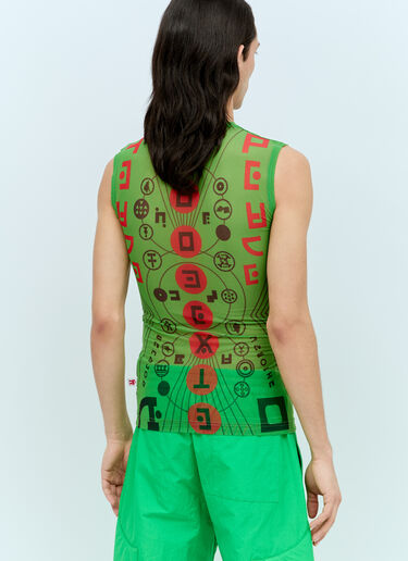 Walter Van Beirendonck 그래픽 프린트 메시 탑 그린 wlt0156017