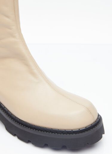 BY FAR Zip Up Leather Boots Beige byf0253022