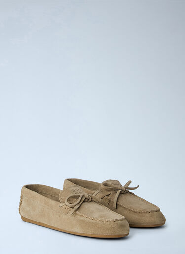 Suede Mesh Loafers Miu Miu Suede Mesh Loafers Beige miu0264214