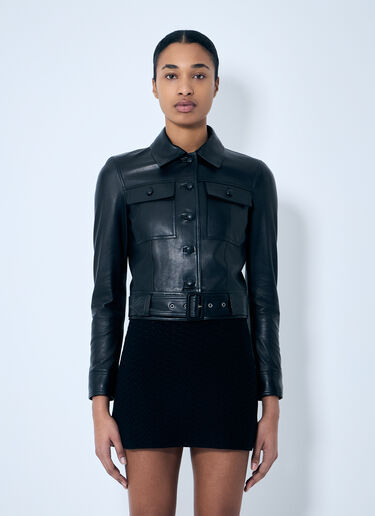 Saint Laurent Cropped Leather Jacket Black sla0259002