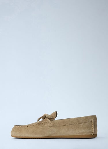 Suede Mesh Loafers Miu Miu Suede Mesh Loafers Beige miu0264214