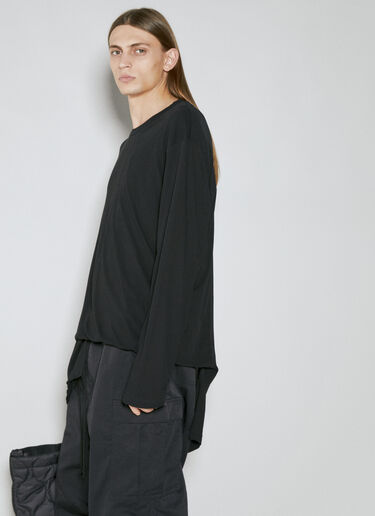 Yohji Yamamoto Asymmetric Hem Long Sleeve T-Shirt Black yoy0154009