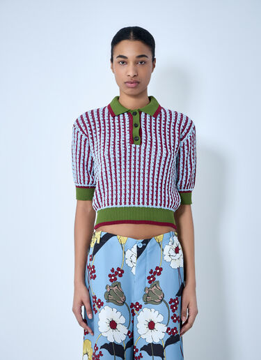 Marni Textured Knit Polo Sweater White mni0263010