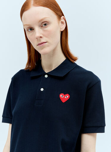 Comme Des Garçons PLAY 로고 패치 폴로 셔츠 블루 cpl0355005