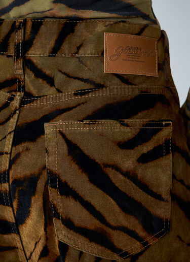 Printed Flock Denim Jeans GANNI Printed Flock Denim Jeans Khaki gan0262027