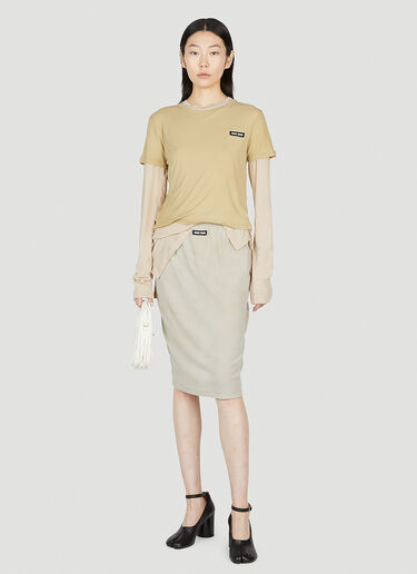Miu Miu Logo Patch Long Sleeve T-Shirt Beige miu0252005