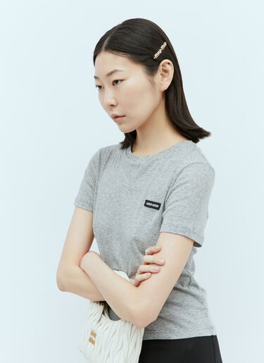 로고 플라크 헤어 클립 Miu Miu 로고 플라크 헤어 클립 골드 miu0255023