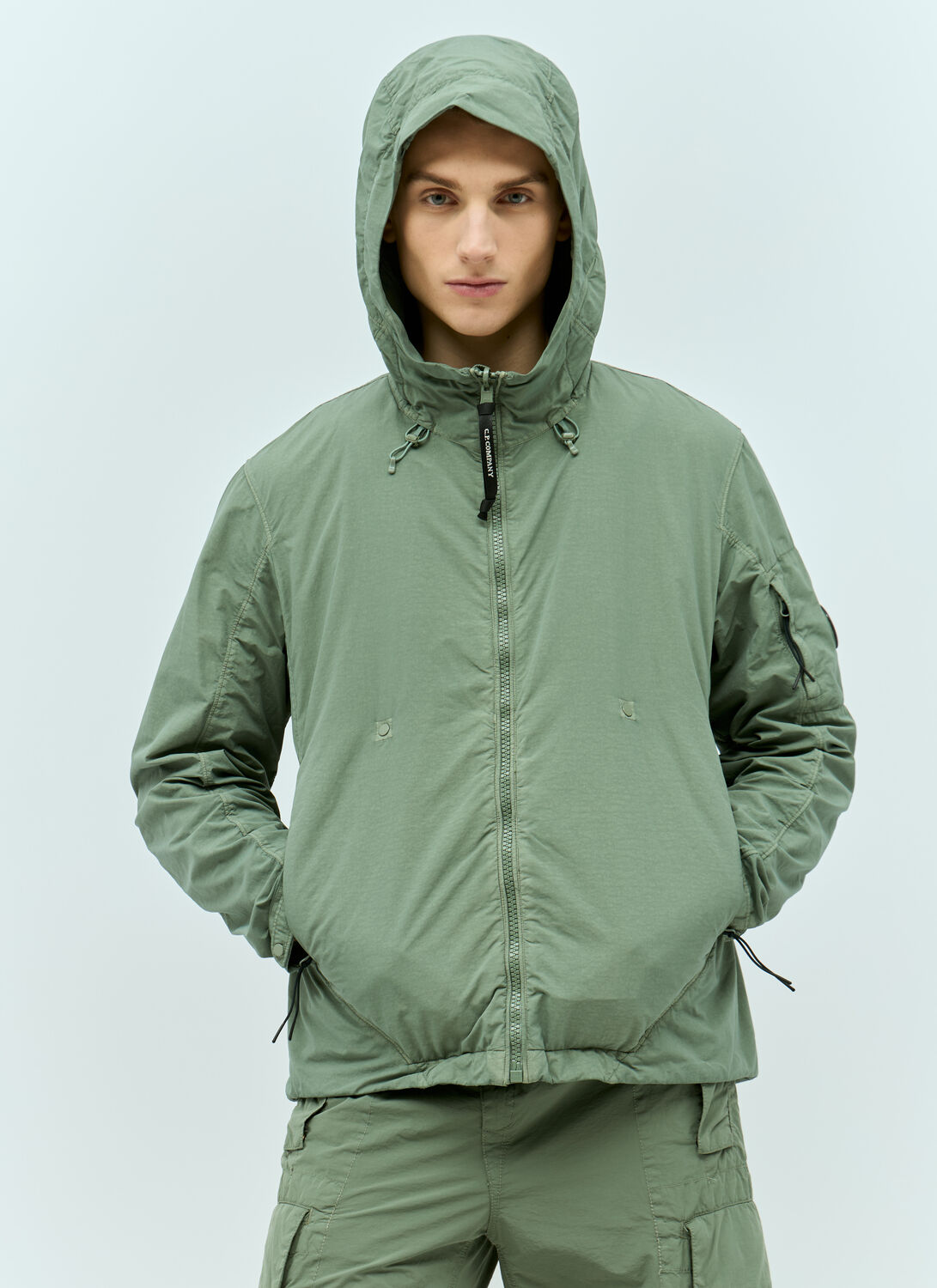 Shop C.p. Company Fatt Nylon Reversible Hooded Jacket In Green