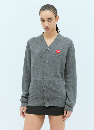 Comme Des Garçons PLAY Logo Patch Wool Cardigan Grey cpl0355022