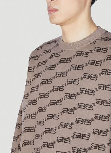 Balenciaga Logo Jacquard Sweater Beige bal0151019