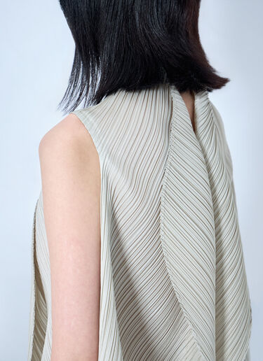 Pleats Please Issey Miyake Sleeveless Pleated Top Beige plp0264017