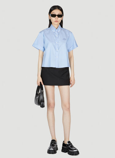Embroidered Logo Shirt Prada Embroidered Logo Shirt Blue pra0253002