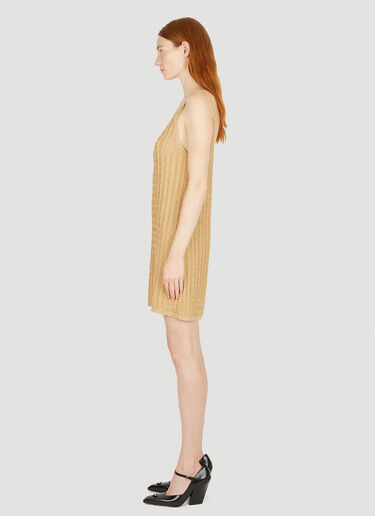 Prada Metallic Cabel Knit Dress Gold pra0251011