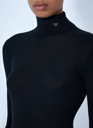 LN-CC® - Prada: Ribbed Turtleneck Top - Black Prada Ribbed Turtleneck Top Black pra0265904