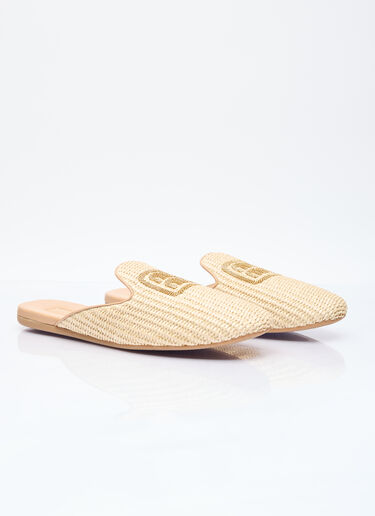 Miu Miu Woven Logo Mules Beige miu0256012