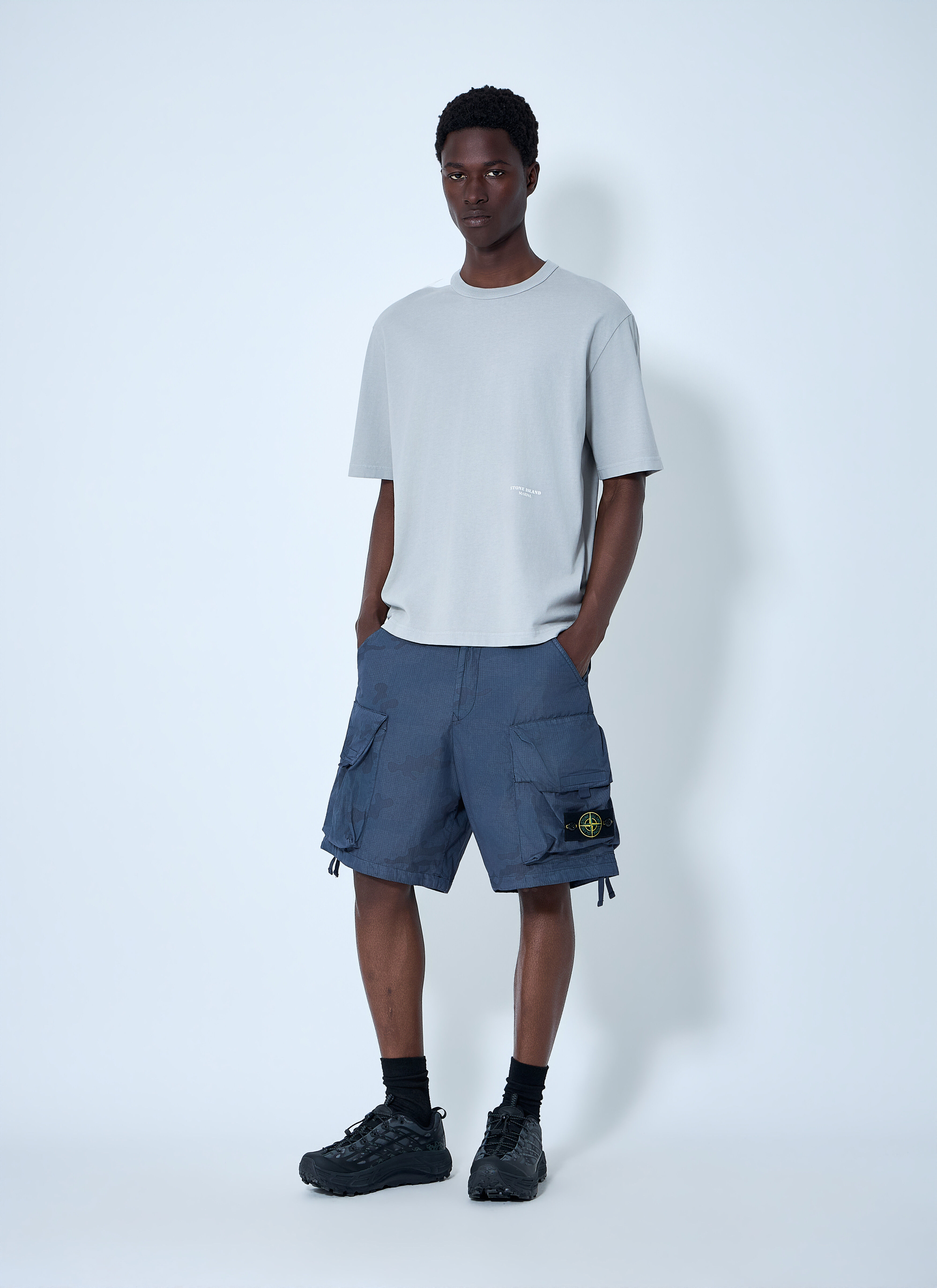Stone Island Men's' Ripstop Cargo Shorts in Blue | LN-CC®