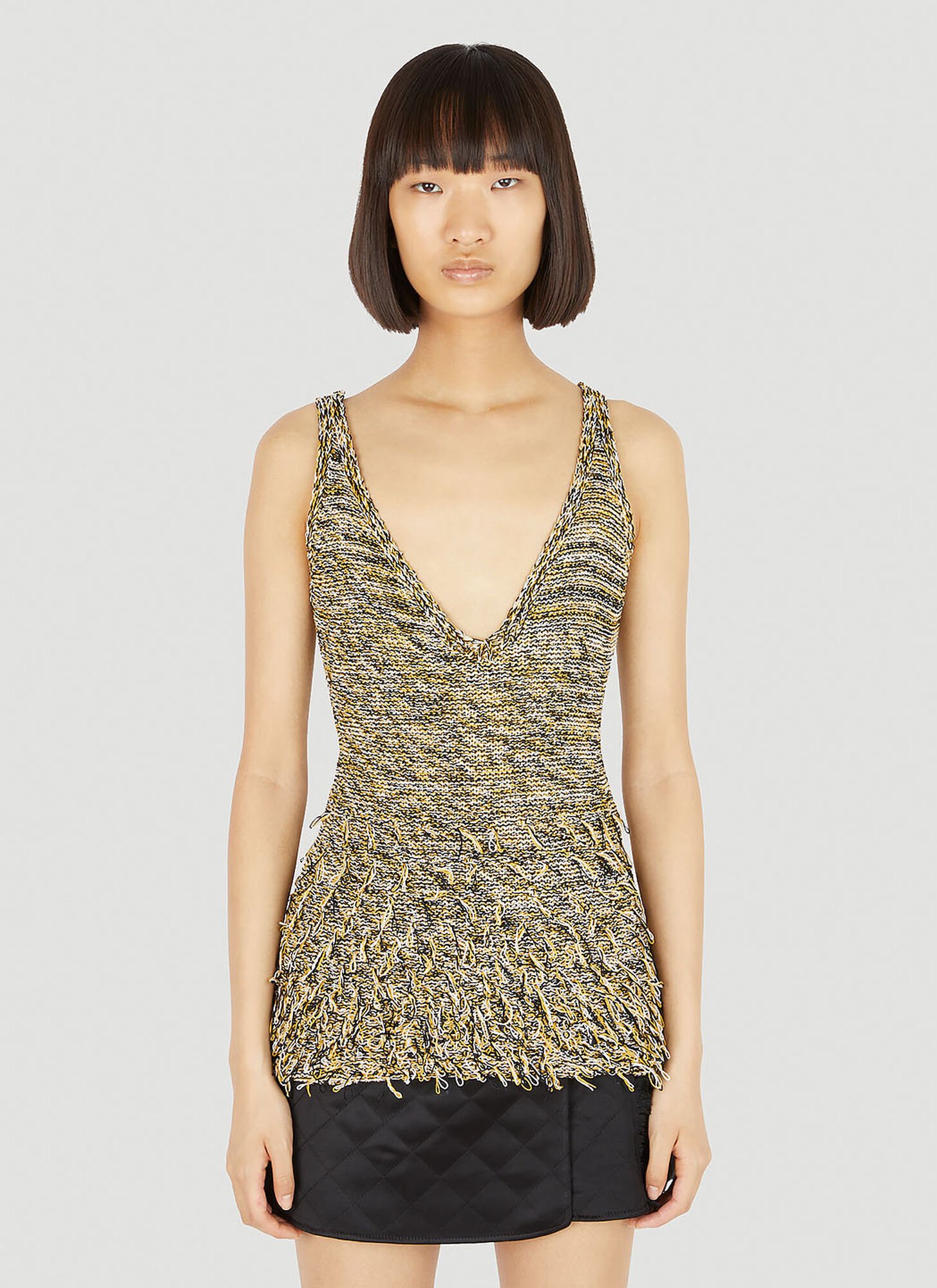 Shop Durazzi Milano Mouline Knit Tank Top In Yellow