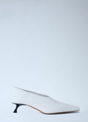Sportmax Leather Kitten Heel Pumps White spx0264058