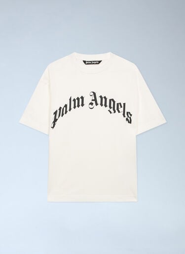Palm Angels Curved Logo T-Shirt White pma0162002