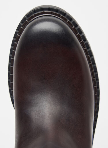 Prada 徽标铭牌皮靴 棕色 pra0258035