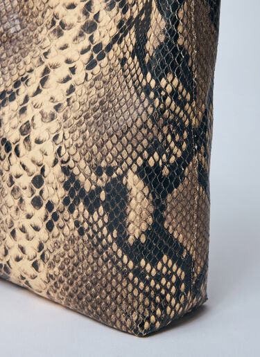Dries Van Noten Matte Snakeskin Print Leather Handbag Beige dvn0259006