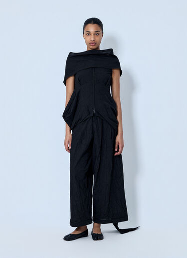 LIMI Feu Wrinkled Typewriter Scarf Detail Vest Black lmf0264004