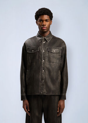 Palm Angels Curved Logo Coated Overshirt Grey pma0162112