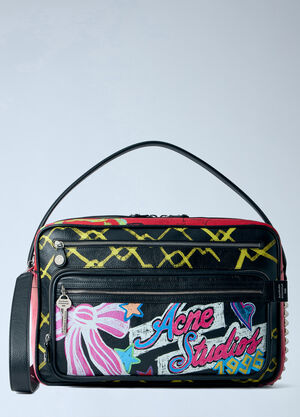 Acne Studios Camero Camera Punk Printed Shoulder Bag Black acn0265031